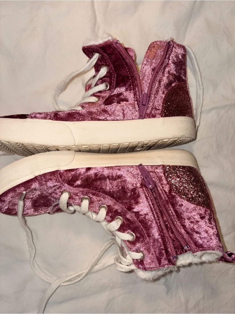 Cat & Jack Plush Velvet High-Top Sneakers in Mauve Pink